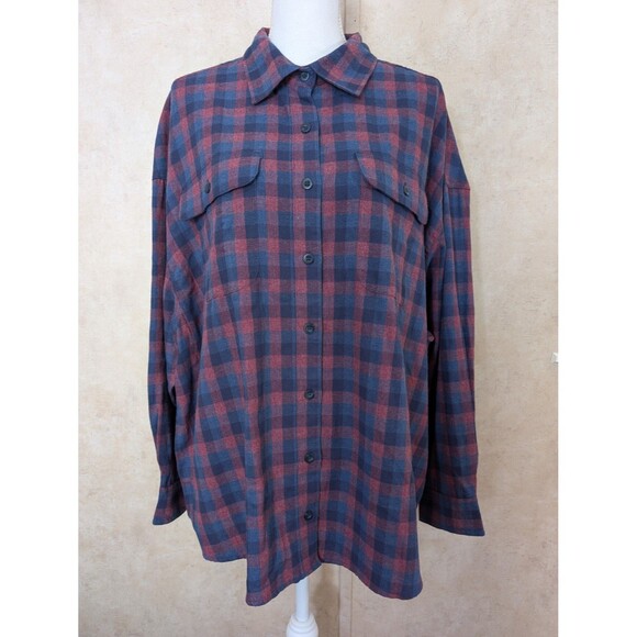 Lee Frontier Button Up Shirt Women’s XL Plaid Long Sleeve 2 Pocket Casual - Picture 2 of 9